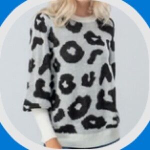 Favlux Leopard Knit Black and White Sweater